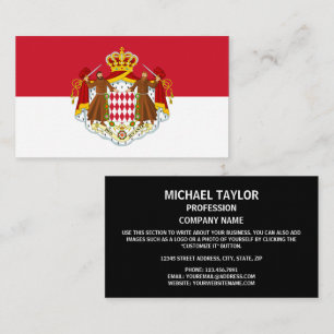 Carte De Visite Drapeau Monégasque & Armoiries, Drapeau de Monaco