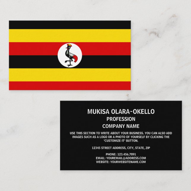 Carte De Visite Drapeau ougandais, Drapeau de l'Ouganda (Devant / Derrière)