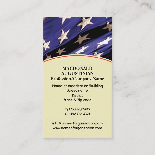 Carte De Visite Drapeau Patriotique AMERICAN Stars Ajouter une pho (Devant)