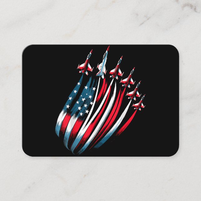 Carte De Visite Drapeau Patriotique USA Jets Boys 4 juillet (Devant)