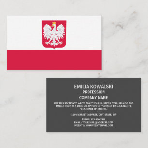 Carte De Visite Drapeau polonais et armoiries, Drapeau de Pologne