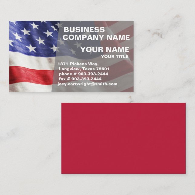 Carte De Visite Drapeau professionnel Patriotique Rouge Bleu Bleu  (Devant / Derrière)