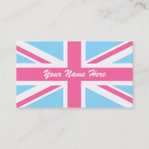 Carte De Visite Drapeau rose blanc et bleu Union Jack UK
