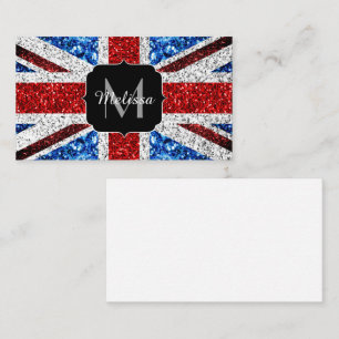 Carte De Visite Drapeau rouge bleu blanc brillant parties scintill