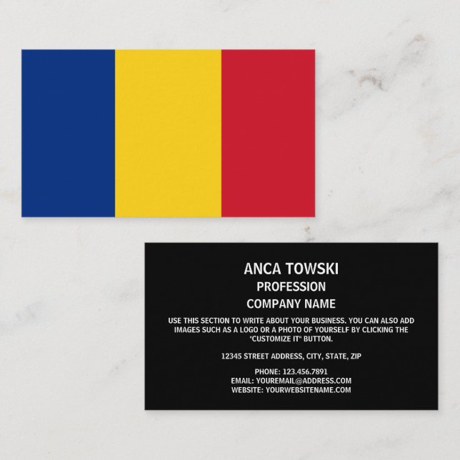 Carte De Visite Drapeau roumain, Drapeau roumain (Devant / Derrière)