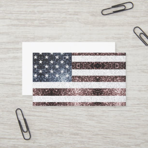 Carte De Visite Drapeau rustique rouge blanc bleu étincelant USA