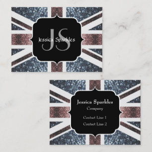 Carte De Visite Drapeau Rustique UK rouge bleu étincelants parties