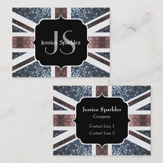 Carte De Visite Drapeau Rustique UK rouge bleu étincelants parties (Devant / Derrière)
