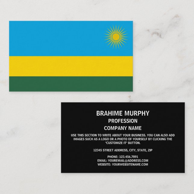 Carte De Visite Drapeau rwandais, Drapeau du Rwanda (Devant / Derrière)
