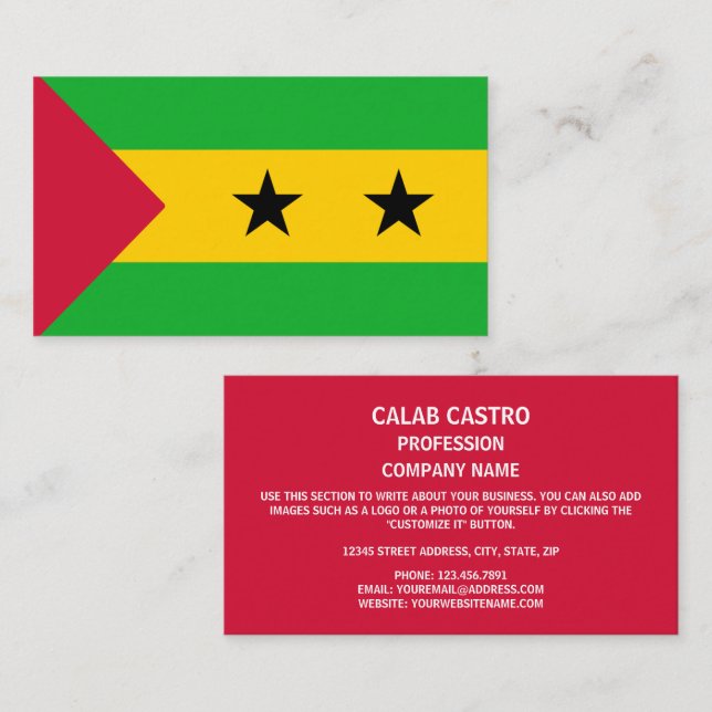 Carte De Visite Drapeau São Tomé et Príncipe (Devant / Derrière)