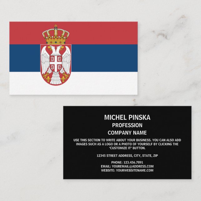 Carte De Visite Drapeau serbe, Drapeau serbe (Devant / Derrière)