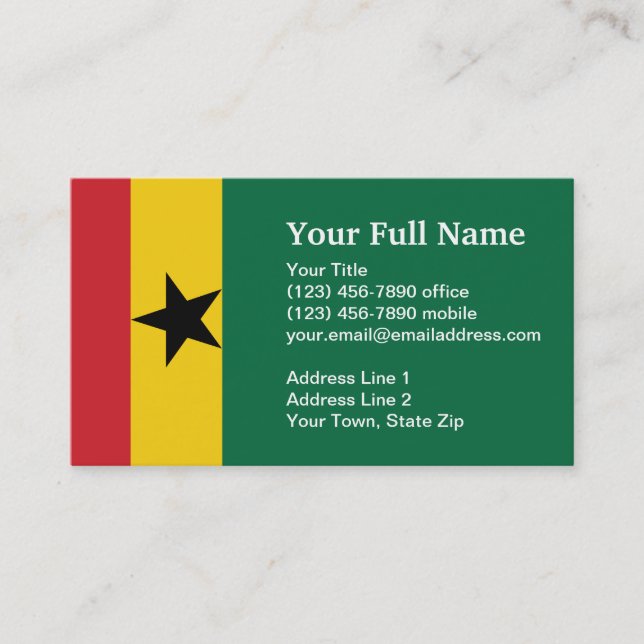 Carte De Visite Drapeau simple du Ghana (Devant)