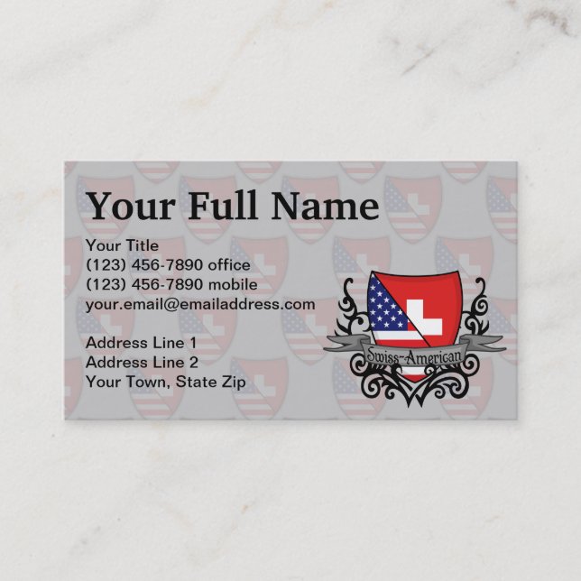 Carte De Visite Drapeau Suisse-Américain de bouclier (Devant)