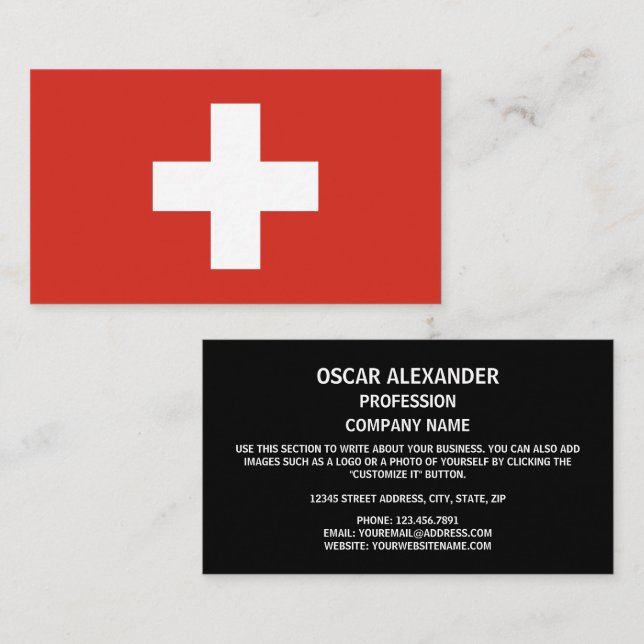 Carte De Visite Drapeau suisse, Drapeau suisse (Devant / Derrière)