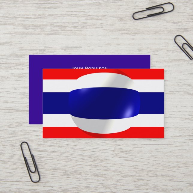 Carte De Visite Drapeau Thaïlande (Devant/Arrière en situation)