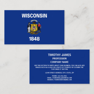 Carte De Visite Drapeau Wisconsinite, Drapeau Wisconsin