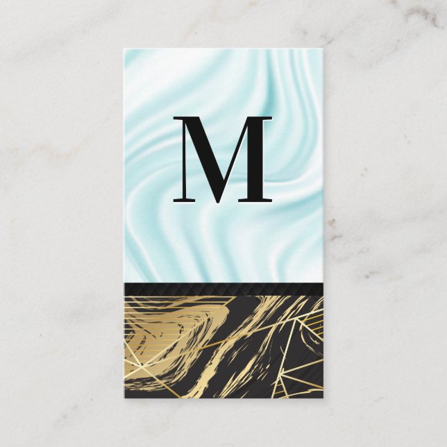 Carte De Visite Draperie de soie | Monogramme | Marbre (Devant)