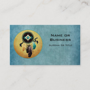 Carte De Visite Dreamcatcher sur un Arrière - plan Blue Grunge