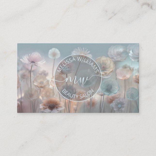 Carte De Visite Dreamy Transparent Flowers Logo (Devant)