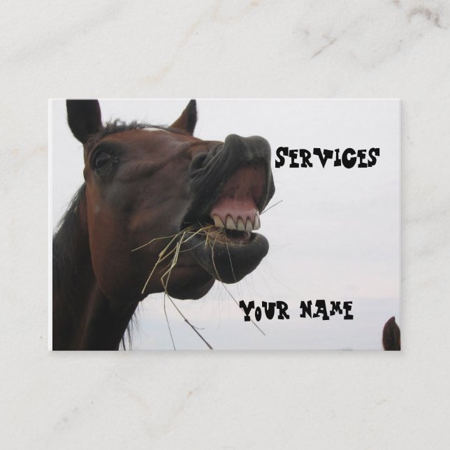 Carte de visite drôle de foin de cheval (Devant)