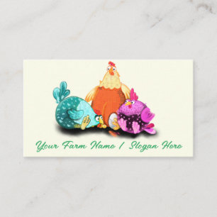 Carte de Visite Drôle de Poulet Heureux Votre Prop