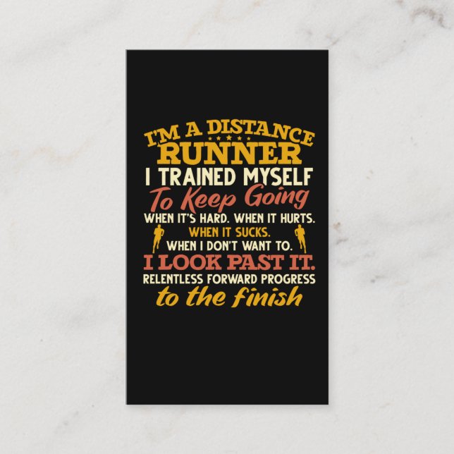 Carte De Visite Drôle Distance Runner Citation Athlete Running (Devant)