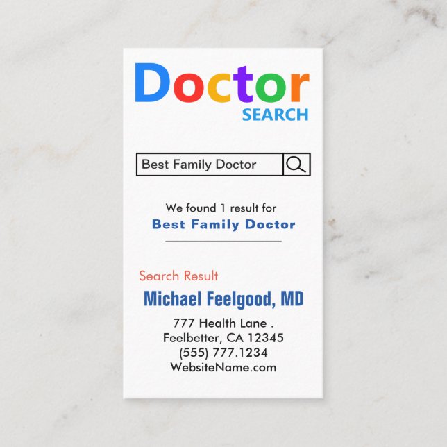 Carte De Visite Drôle Docteur Recherche Publicité  (Devant)