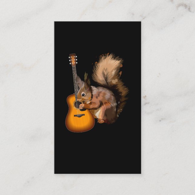 Carte De Visite Drôle guitare acoustique jouant d'écureuil (Devant)