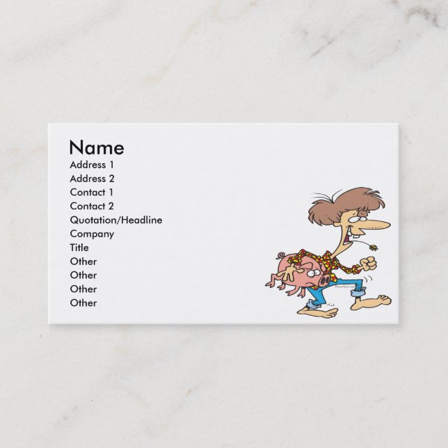 Carte De Visite drôle hillbilly rouge cou avec dessin animé de coc (Devant)