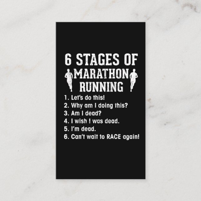 Carte De Visite Drôle Marathon Runner Citation Athlète Coureur (Devant)