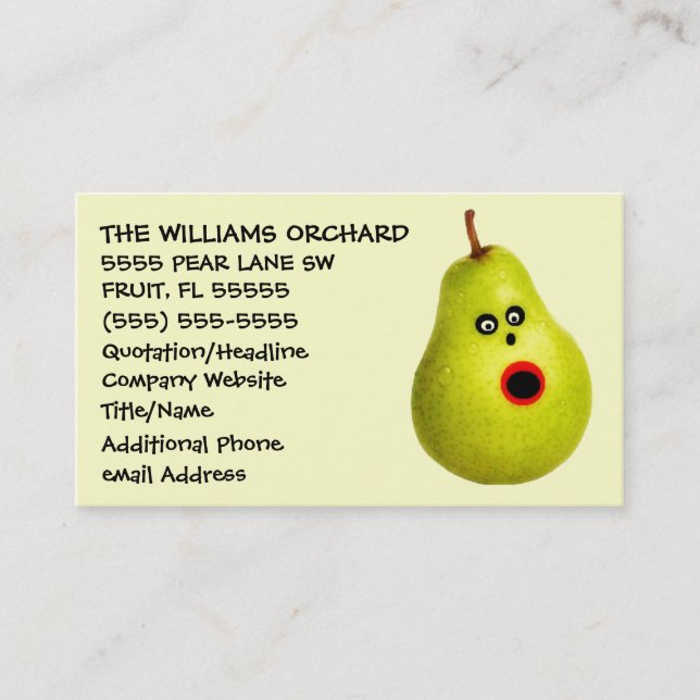 Carte De Visite Drôle Pear Grower Publicité (Devant)