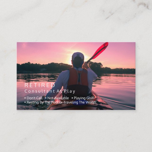 Carte De Visite Drôle Retraité, Kayaking Sunset, do-it-yourself Ga (Devant)