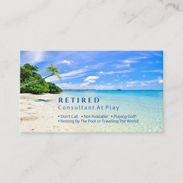 Carte De Visite Drôle Retraité, Plage & Palms, Sac de profession (Devant)