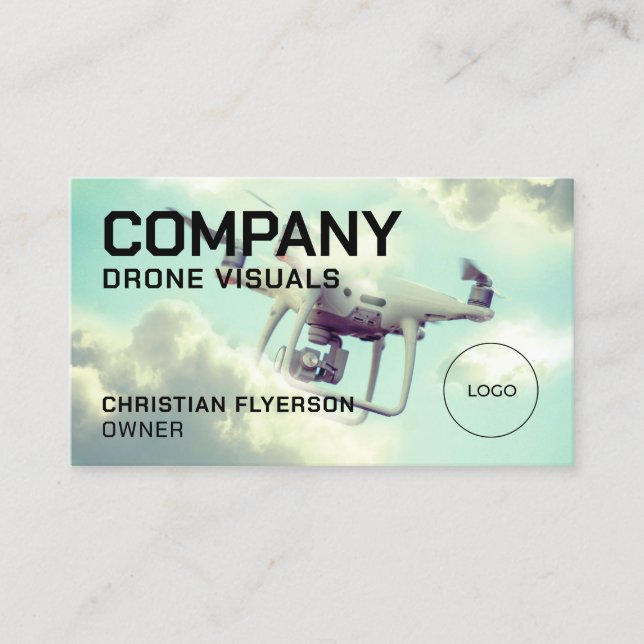 Carte De Visite Drone dans le ciel et logo (Devant)