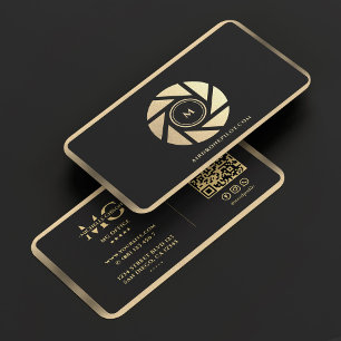 Carte De Visite Drone Pilote Professional Elegant Black Gold Lens