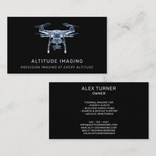 Carte De Visite Drone Pilote UAV Photographie Professionnel Noir