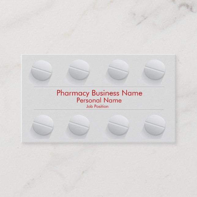 Carte De Visite Drugstore d'affaires de pharmacien de pharmacie (Devant)