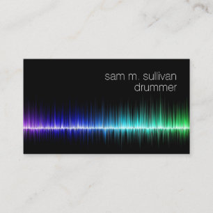 Carte De Visite Drummer Colorful Sound Wave Musicien