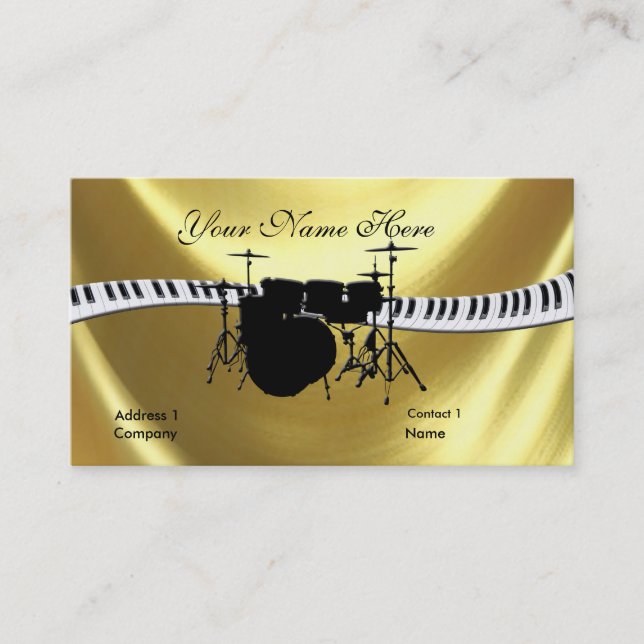 Carte De Visite Drummer et Keyboardb Gold (Devant)