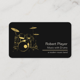 Carte De Visite Drummer Percussionniste Gold Drum Set Music Event