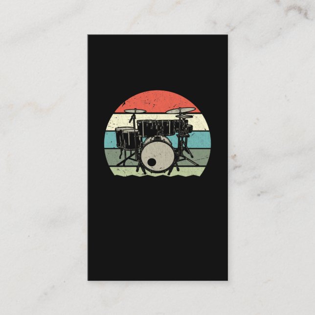 Carte De Visite Drummer Retro Drumset Rock Band Drum Musicien (Devant)