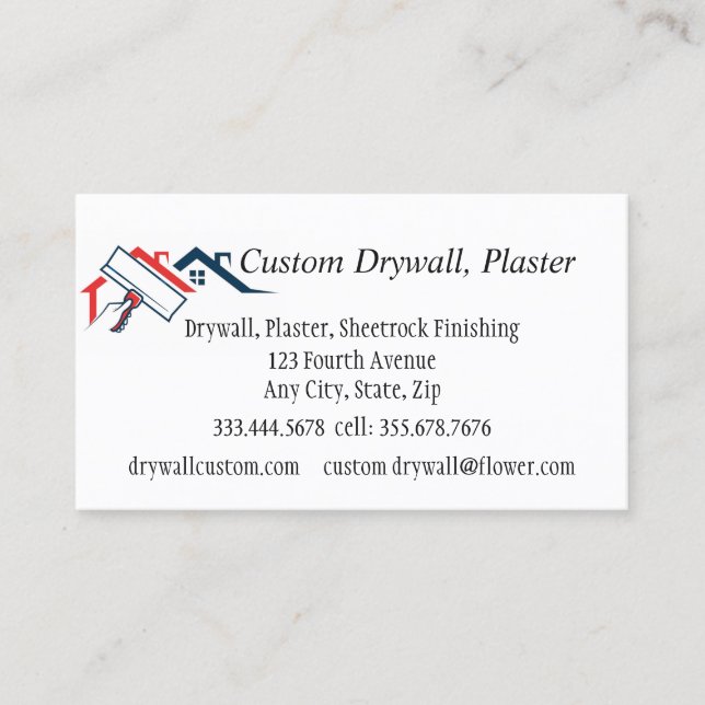 Carte De Visite Drywall, Plâtre, Finition Sheetrock (Devant)