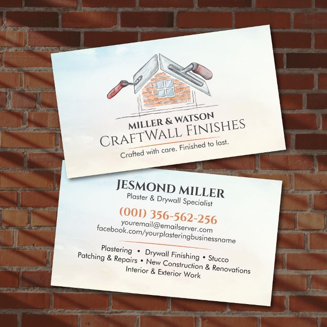 Carte De Visite Drywall Specialist Plastering Services  (Créateur téléchargé)