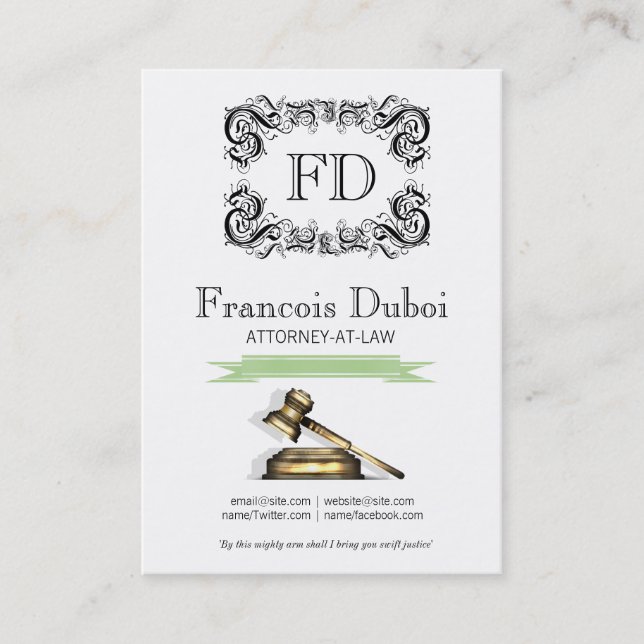 Carte de visite du cabinet d'avocats Gavel (Devant)
