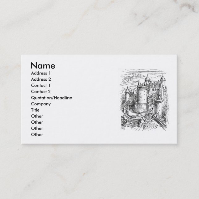 Carte de visite du château médiéval (Devant)