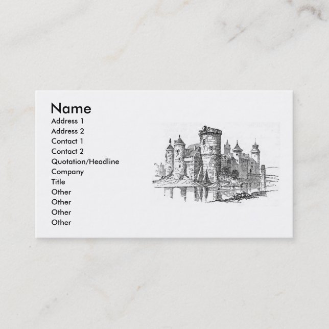 Carte de visite du château médiéval (Devant)