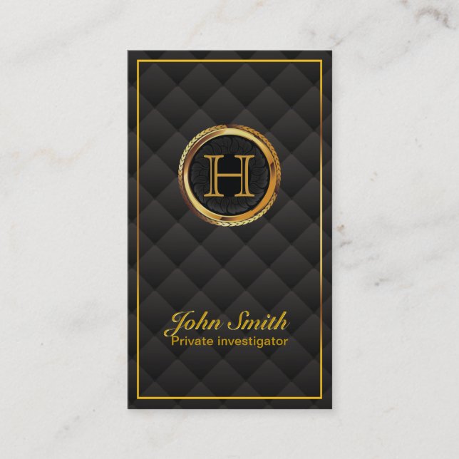 Carte de visite du chercheur en monogramme d'or (Devant)