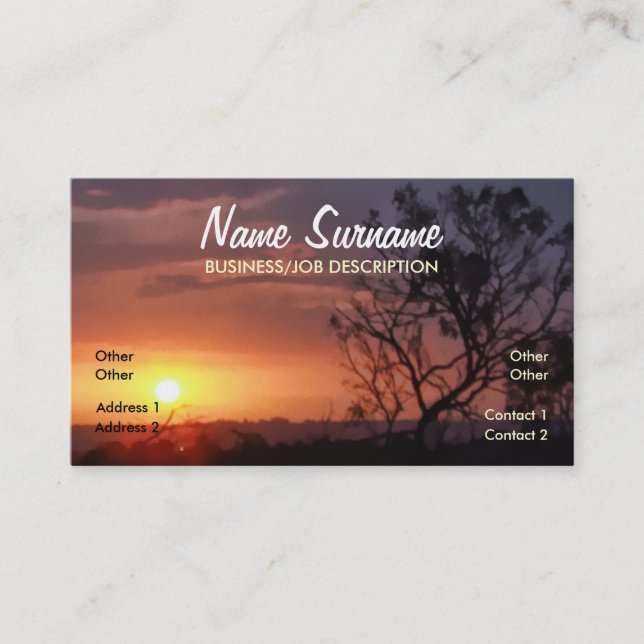 Carte de visite du ciel du soir du coucher du sole (Devant)