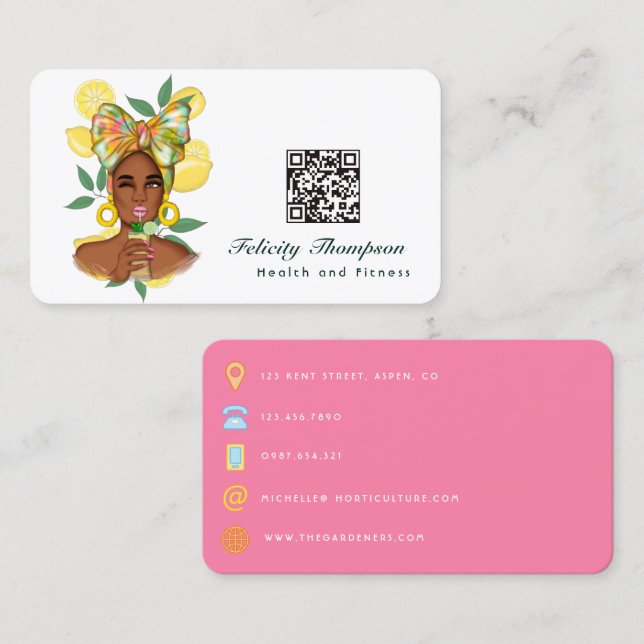 Carte de visite du code QR de la dame de la santé  (Devant / Derrière)