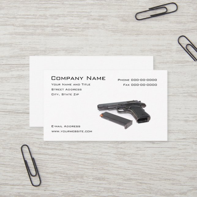 Carte de visite du distributeur d'armes à feu (Devant/Arrière en situation)
